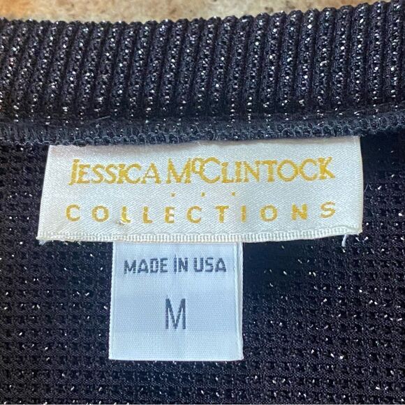 Jessica McClintock Vintage Black/Silver Threads Cardigan Sweater Size Medium - Picture 3 of 10